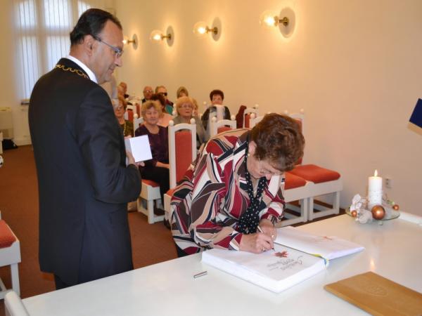 Prijatie jubilantov mesta Topoľčany Prijatie jubilantov mesta Topoľčany